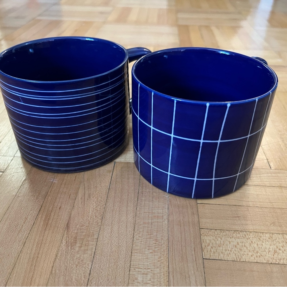 Set of 2 Indigo brand blue and white mugs